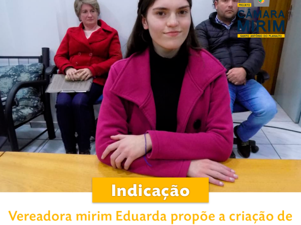 CÂMARA MIRIM: Vereadora mirim Eduarda propõe a criação de um programa de prevenção ao consumo de álcool e outras drogas